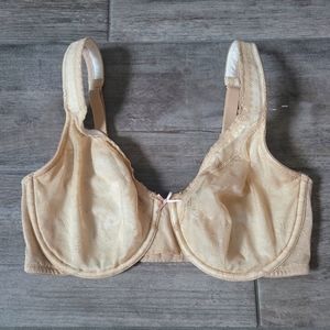 Cacique Bra Modern Lace Covered UL FC Nude Comfort Lightweight Size 36DD